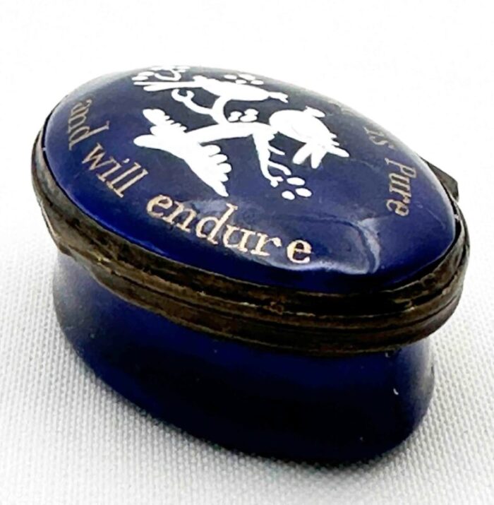 battersea bilston enamel my love is pure motto patch box circa 1800 7125