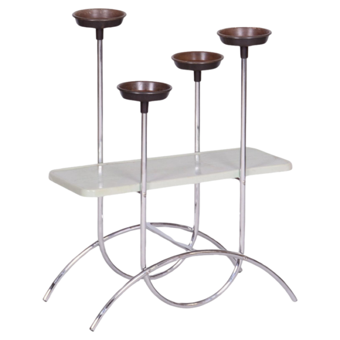 bauhaus flower stand in chrome plated steel and bakelite czech 1940s 3448