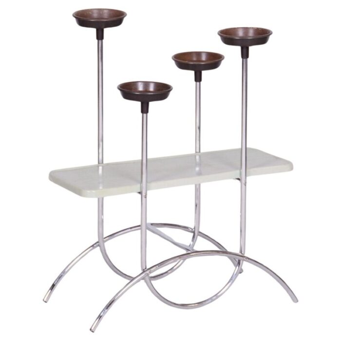 bauhaus flower stand in chrome plated steel and bakelite czech 1940s 8628