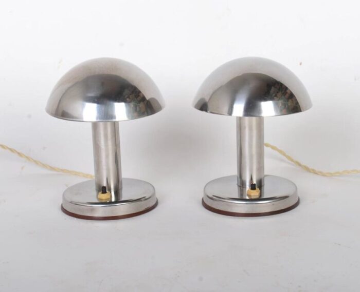 bauhaus nickel table lamps with adjustable shades attributed to franta anyz 1930s set of 2 1459