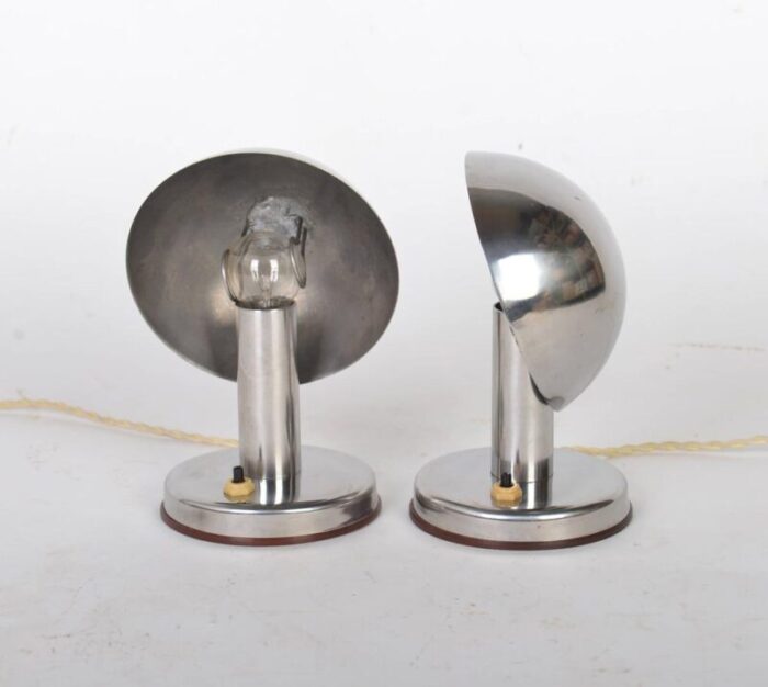 bauhaus nickel table lamps with adjustable shades attributed to franta anyz 1930s set of 2 3313