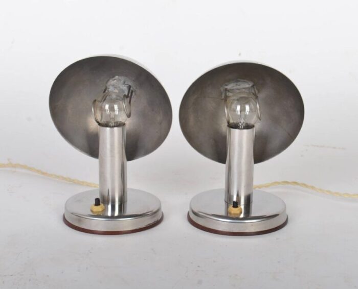 bauhaus nickel table lamps with adjustable shades attributed to franta anyz 1930s set of 2 4246