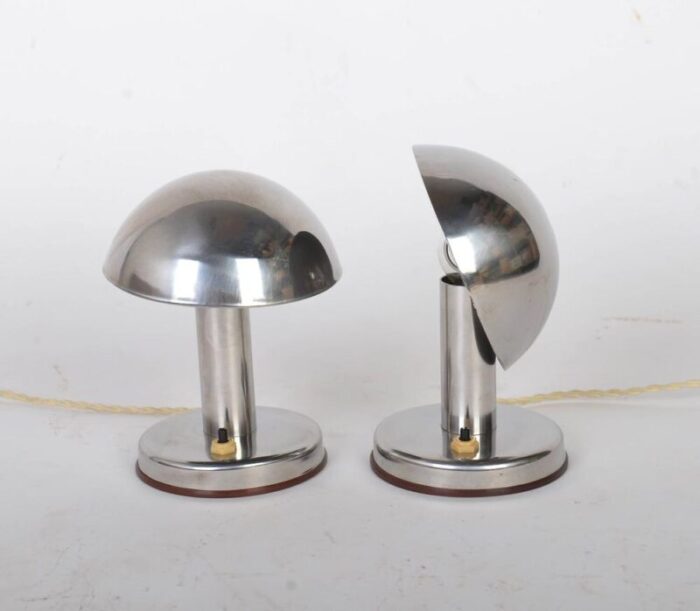 bauhaus nickel table lamps with adjustable shades attributed to franta anyz 1930s set of 2 5154