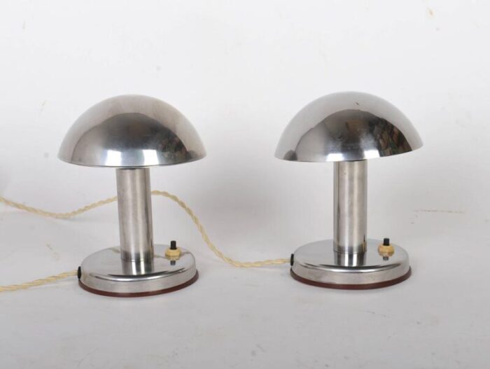 bauhaus nickel table lamps with adjustable shades attributed to franta anyz 1930s set of 2 5449