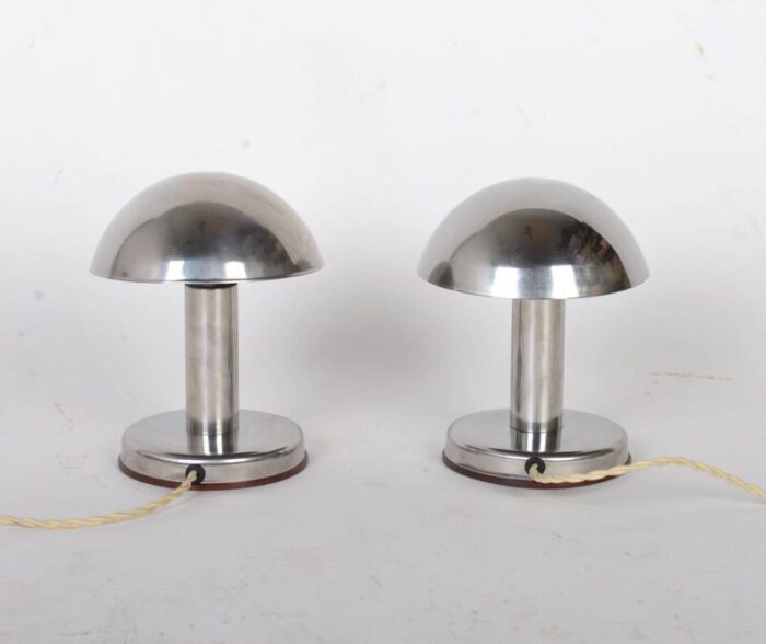 bauhaus nickel table lamps with adjustable shades attributed to franta anyz 1930s set of 2 9952