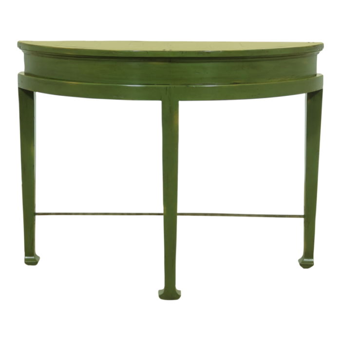 bausman distressed green finish demi lune table 3839