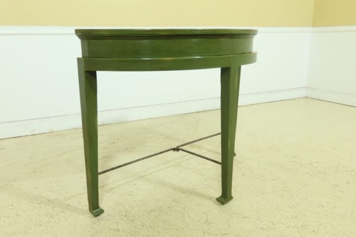 bausman distressed green finish demi lune table 7649