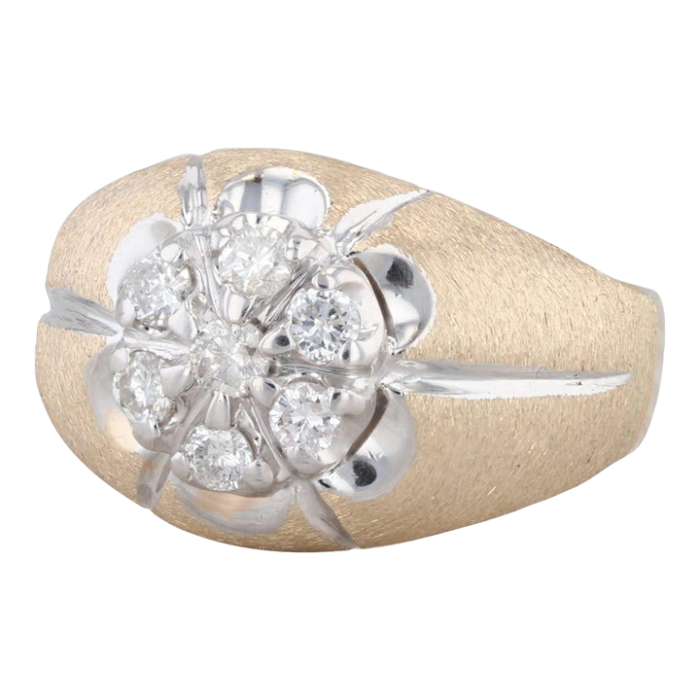 belcher set vintage 049ctw diamond ring 14k yellow white gold size 925 2725