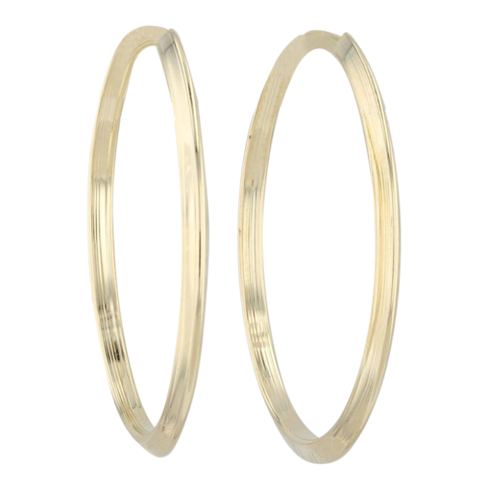 beveled hoop earrings 18k yellow gold pierced round hoops 8351