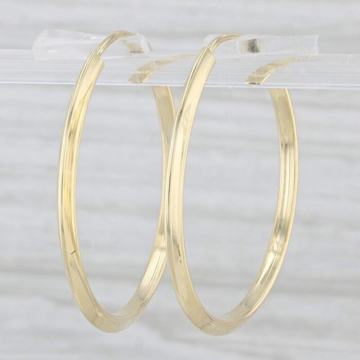 beveled hoop earrings 18k yellow gold pierced round hoops 8605