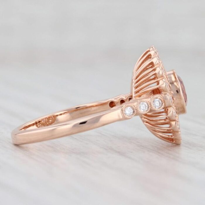 beverley k new 068ctw morganite diamond filigree ring 14k rose gold engagement size 675 1747