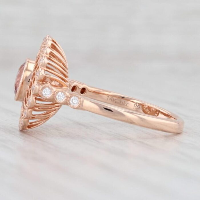 beverley k new 068ctw morganite diamond filigree ring 14k rose gold engagement size 675 3225