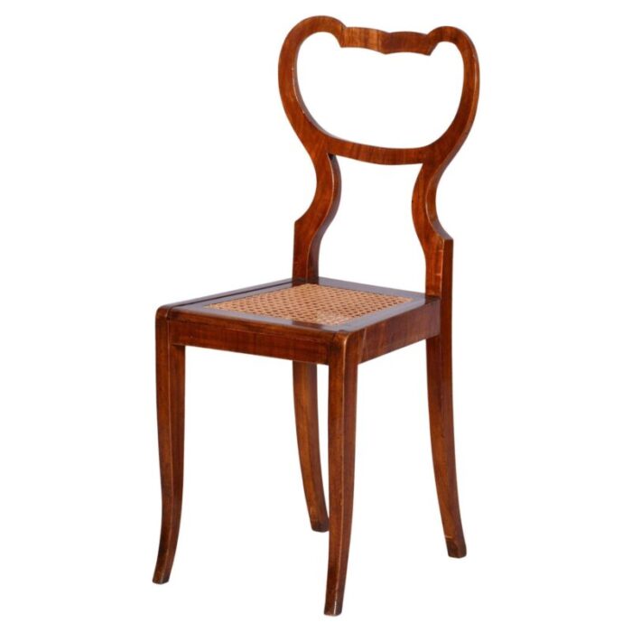 biedermeier chair in walnut vener and rattan austria 1830s 0472