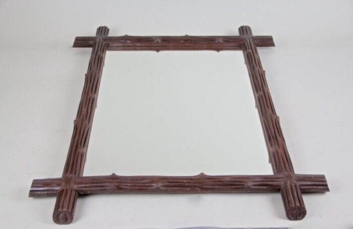 black forest wooden wall mirror austria 1900s 7