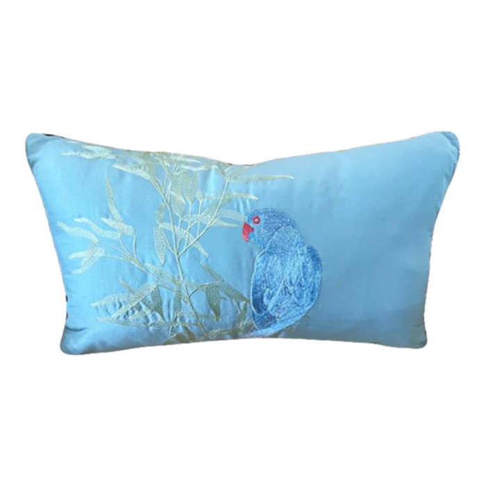 blue parrot peau de soie decorative pillow 8102