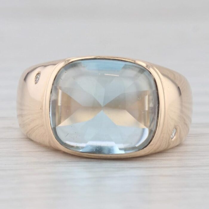 blue topaz ring 14k yellow gold diamond accents cushion solitaire size 85 8340