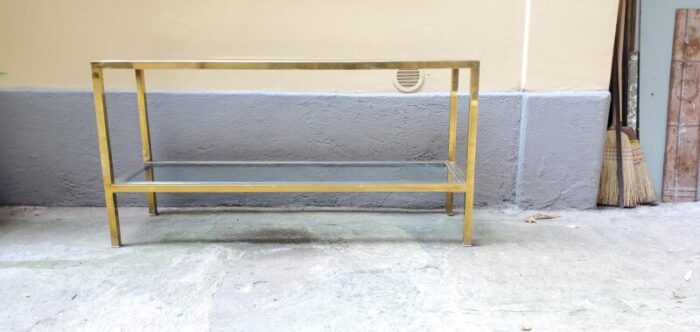 brass and chrome console table 1970s 8472