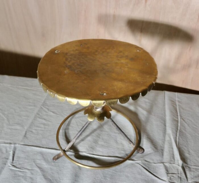 brass and iron trivet side table 4659