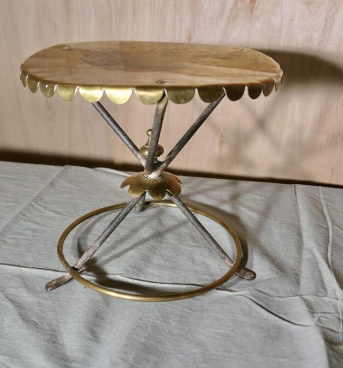 brass and iron trivet side table 6420