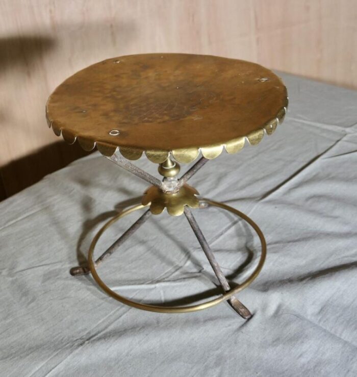 brass and iron trivet side table 8203