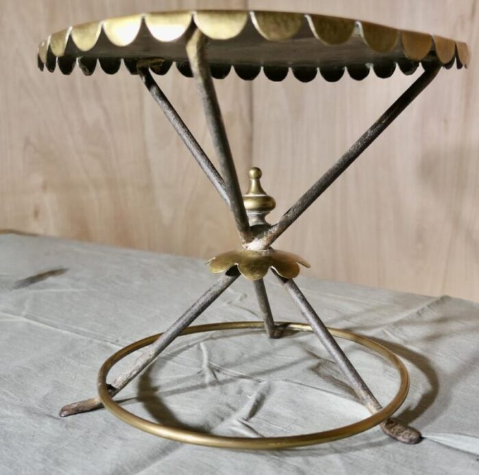 brass and iron trivet side table 8209