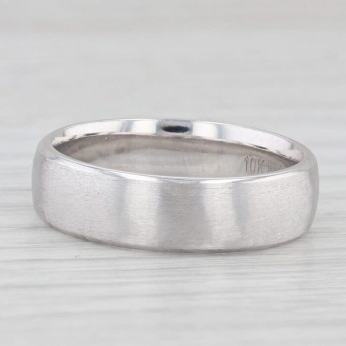 brushed mens wedding ring 10k white gold size 10 comfort fit band 7801