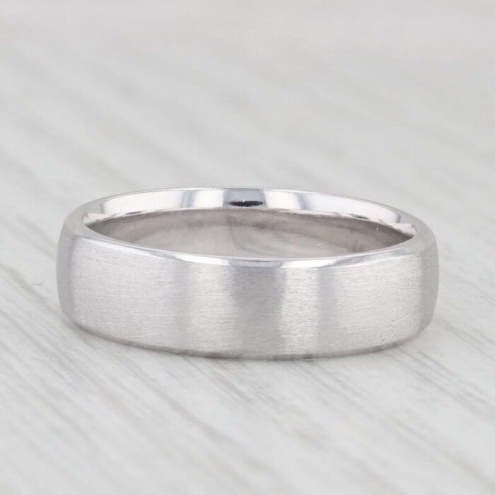 brushed mens wedding ring 10k white gold size 10 comfort fit band 9506