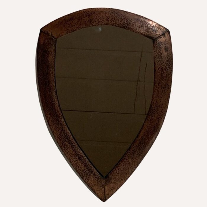 brutalist dutch copper hammered triangle mirror 1920s 4