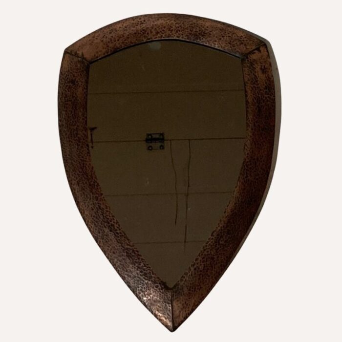 brutalist dutch copper hammered triangle mirror 1920s 6