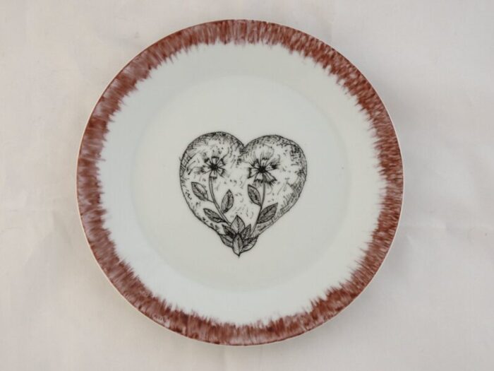 carnation heart dessert plates by lithian ricci set of 2 1