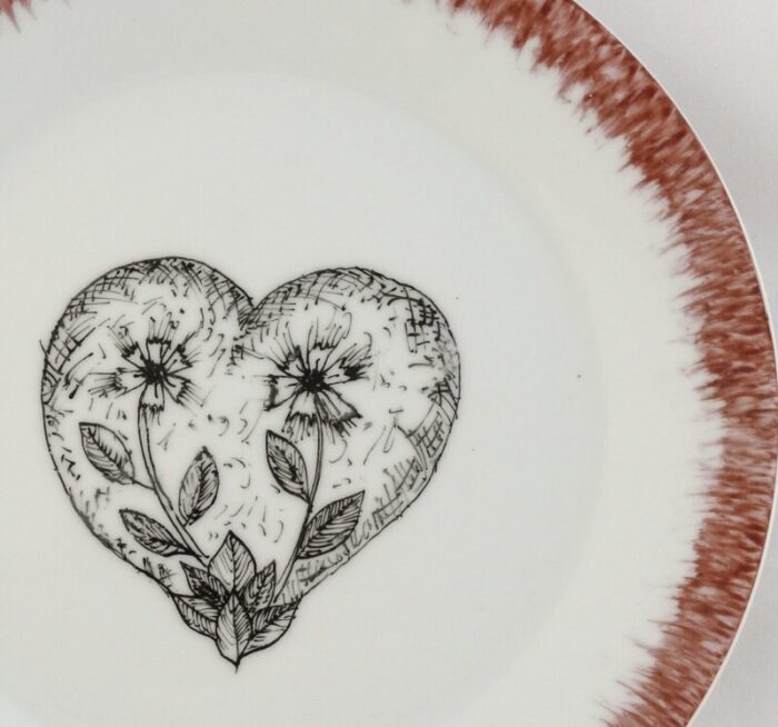 carnation heart dessert plates by lithian ricci set of 2 2