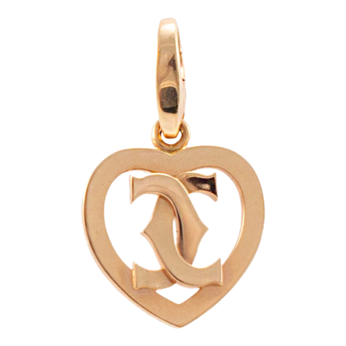 cartier 18k rose gold double c heart pendant 2528