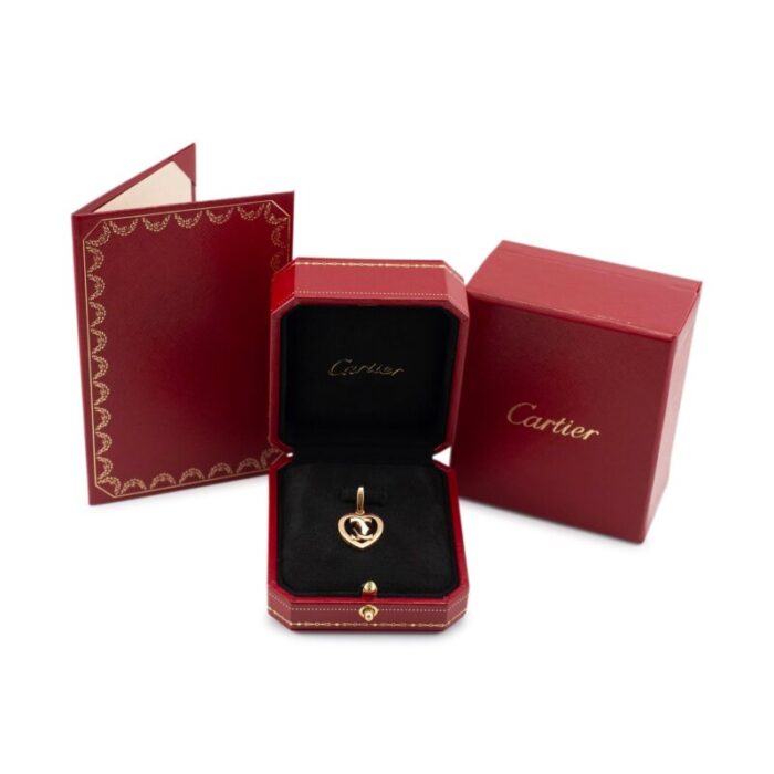 cartier 18k rose gold double c heart pendant 7181