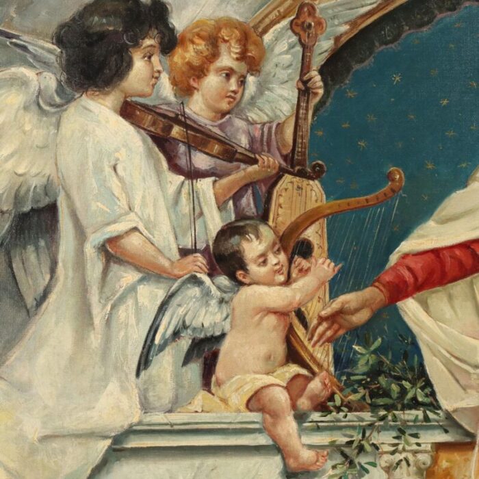 central european school artist madonna with child and angels oil on canvas 4038