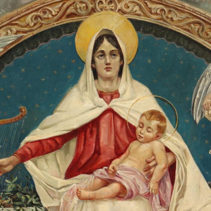 central european school artist madonna with child and angels oil on canvas 5762