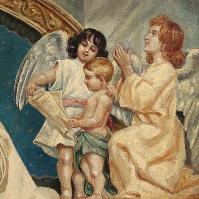 central european school artist madonna with child and angels oil on canvas 8326