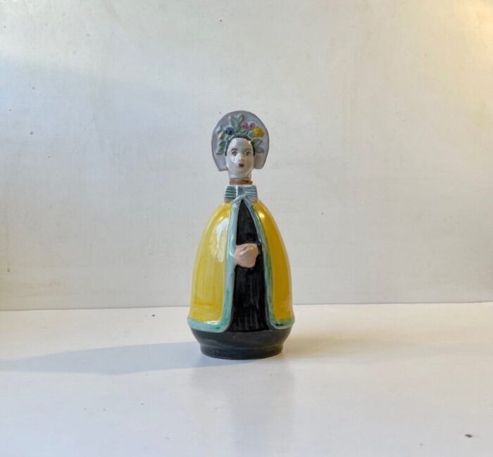 ceramic figural dressed woman decanter by johgus bornholm 1950s 2