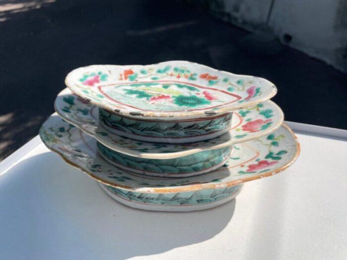 chinese famille rose service 1800s set of 3 3