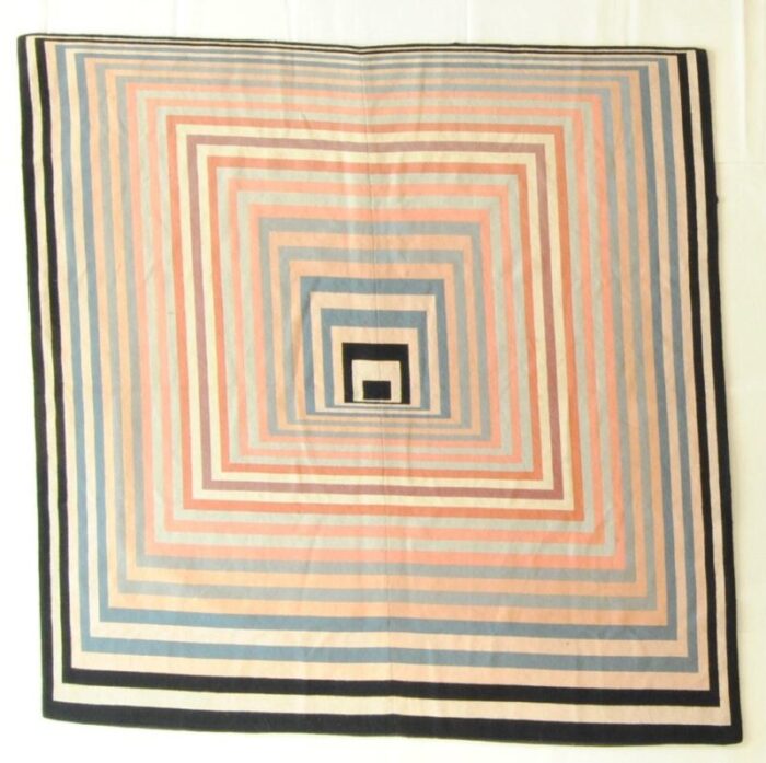 chinese geometric needle point rug 1970s 2