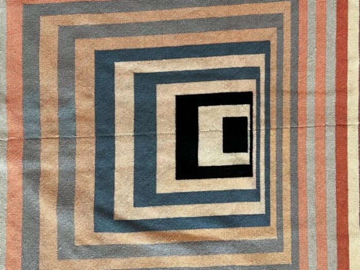 chinese geometric needle point rug 1970s 6