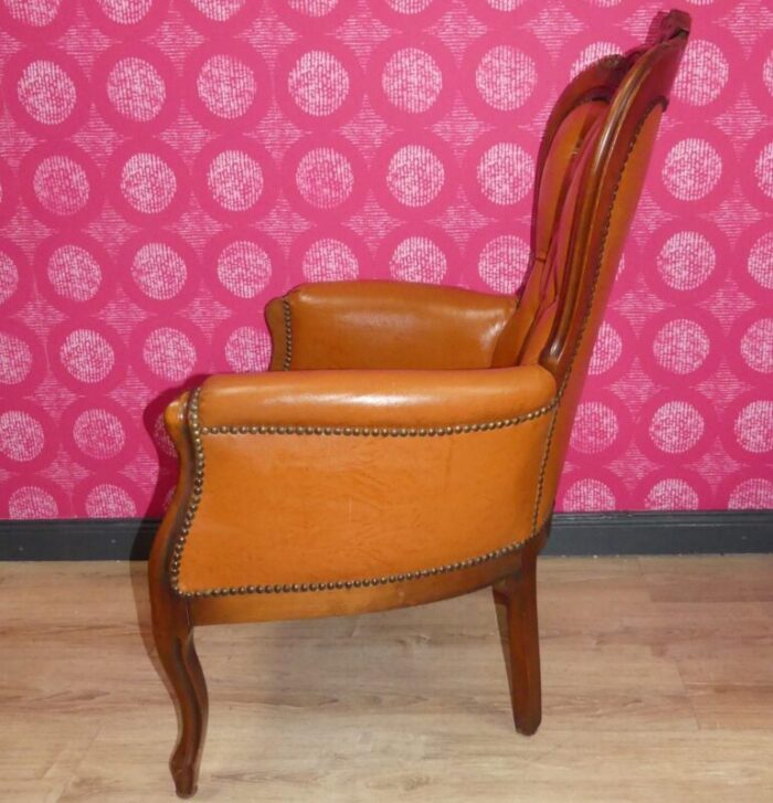 chippendale chesterfield armchair in caramel leather 1960s 0134