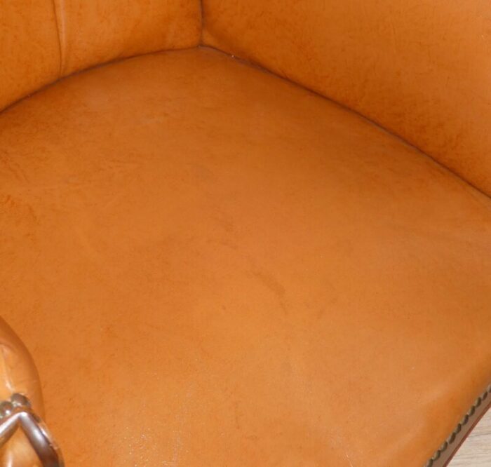 chippendale chesterfield armchair in caramel leather 1960s 0342