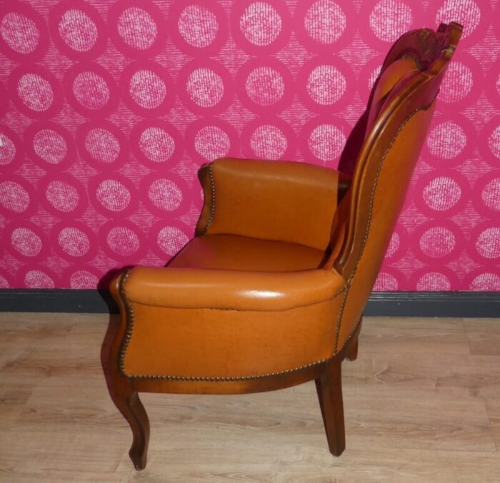 chippendale chesterfield armchair in caramel leather 1960s 1117