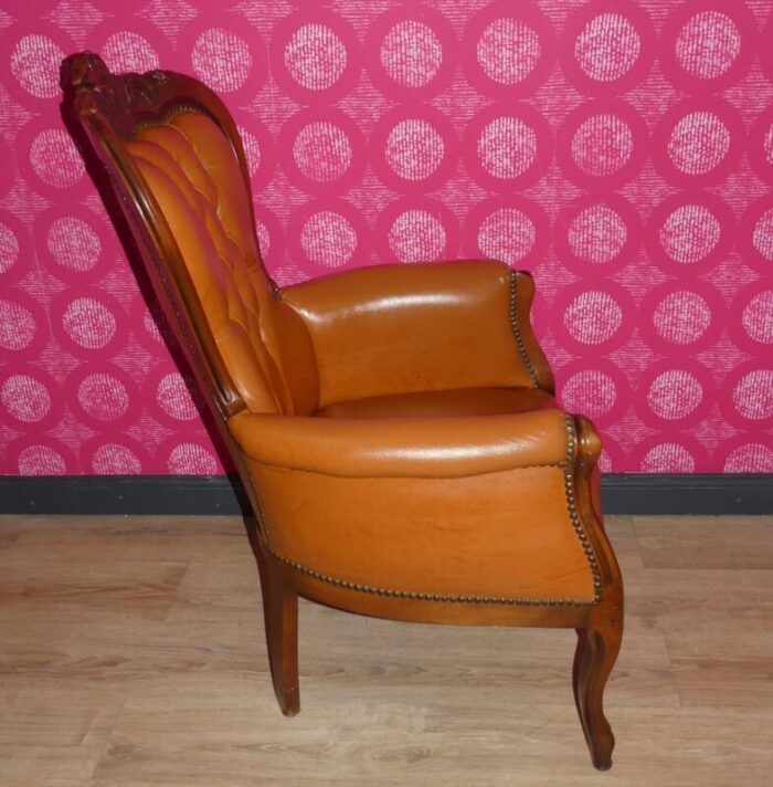 chippendale chesterfield armchair in caramel leather 1960s 4590