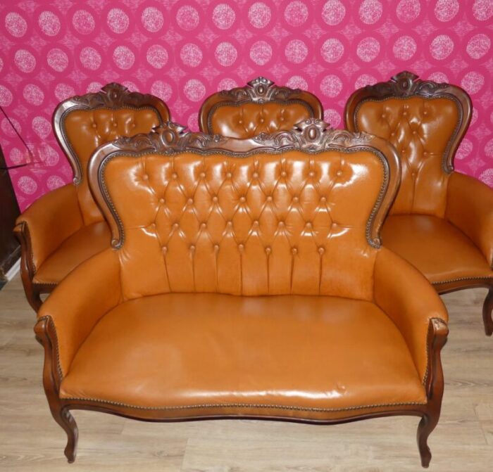 chippendale chesterfield armchair in caramel leather 1960s 6034