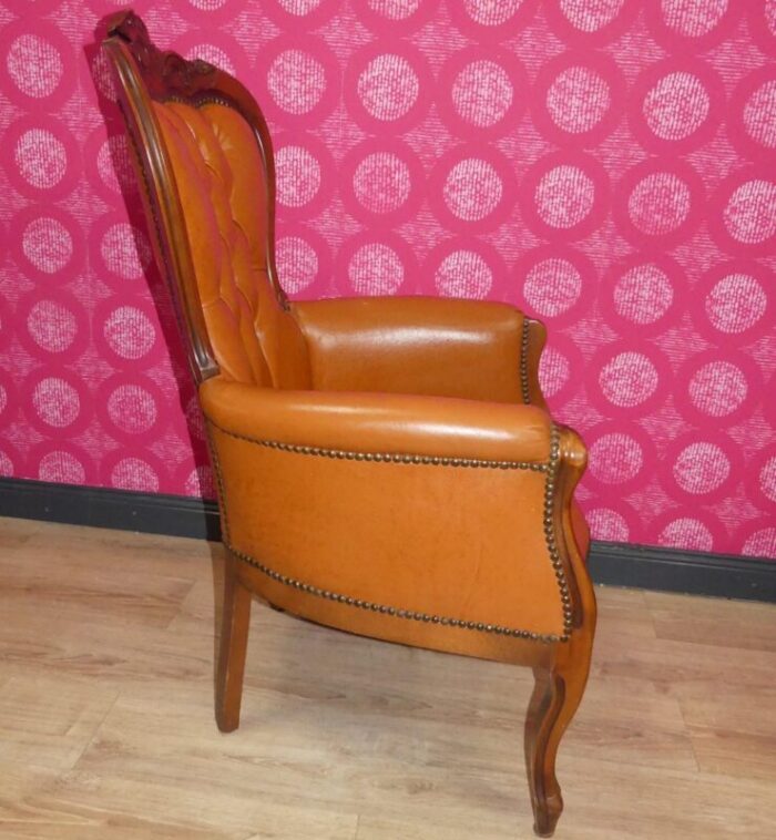 chippendale chesterfield armchair in caramel leather 1960s 8524