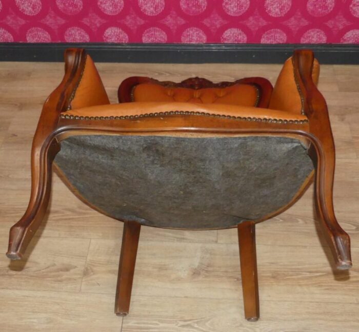 chippendale chesterfield armchair in caramel leather 1960s 8839