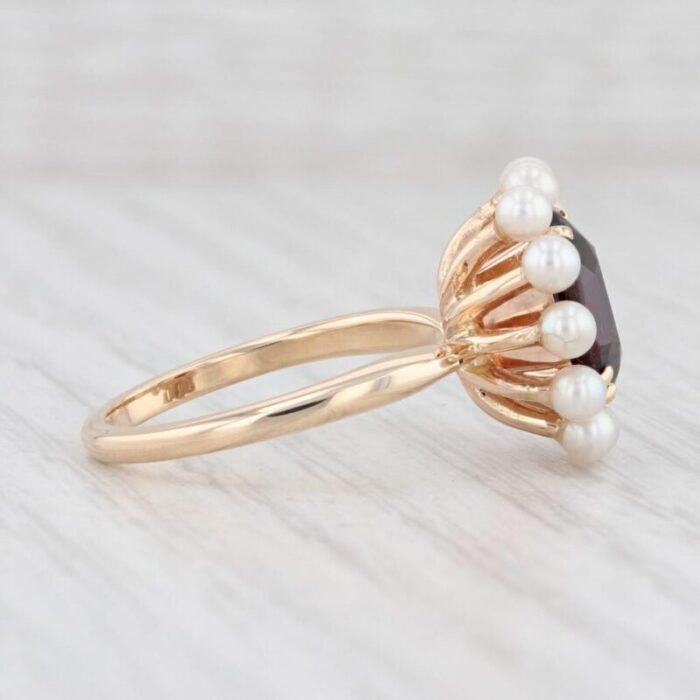 church and co garnet pearl halo ring 14k yellow gold size 65 oval solitaire 4568