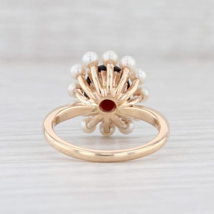 church and co garnet pearl halo ring 14k yellow gold size 65 oval solitaire 5610