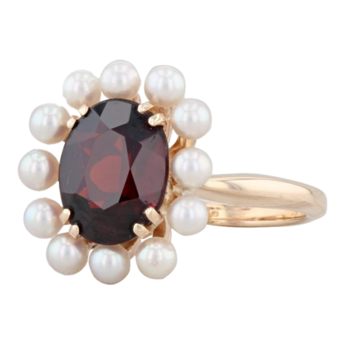 church and co garnet pearl halo ring 14k yellow gold size 65 oval solitaire 8403